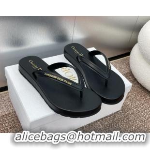 Durable Dior Diorsea Flat Thong Sandal in Calfskin Black 724059