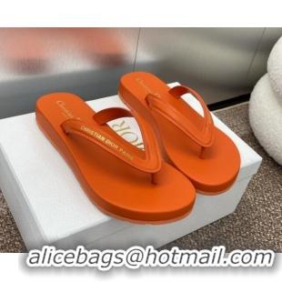 Top Design Dior Diorsea Flat Thong Sandal in Calfskin Orange 724060