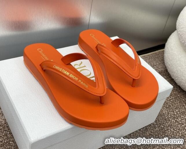 Top Design Dior Diorsea Flat Thong Sandal in Calfskin Orange 724060