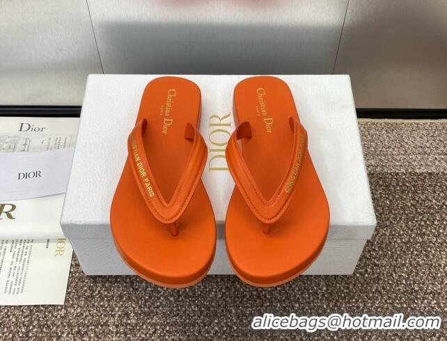 Top Design Dior Diorsea Flat Thong Sandal in Calfskin Orange 724060