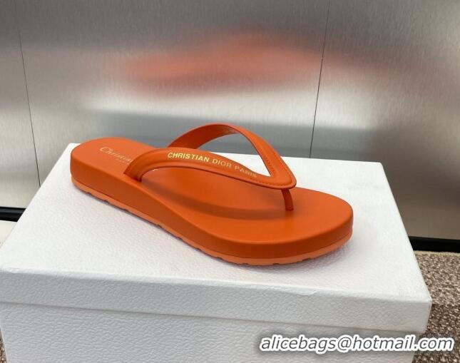 Top Design Dior Diorsea Flat Thong Sandal in Calfskin Orange 724060