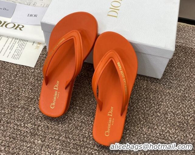 Top Design Dior Diorsea Flat Thong Sandal in Calfskin Orange 724060