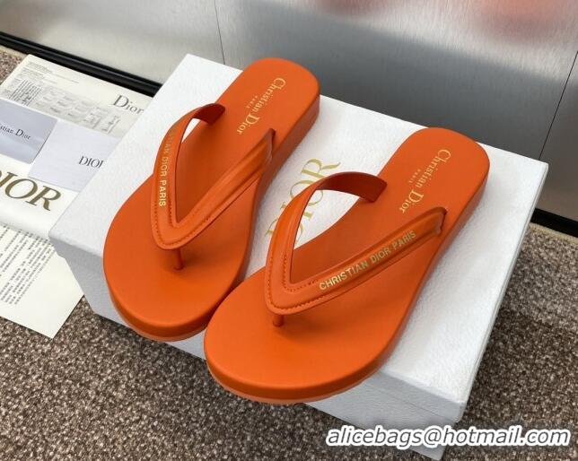 Top Design Dior Diorsea Flat Thong Sandal in Calfskin Orange 724060