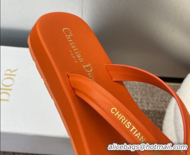 Top Design Dior Diorsea Flat Thong Sandal in Calfskin Orange 724060