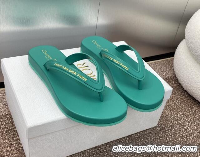 Luxury Cheap Dior Diorsea Flat Thong Sandal in Calfskin Green 724062
