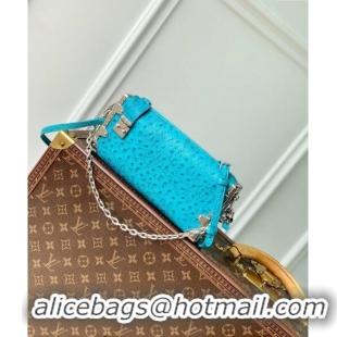 Best Quality Louis Vuitton Slim Trunk Hobo bag in Ostrich Embossed Leather M25445 Pool Blue 2024