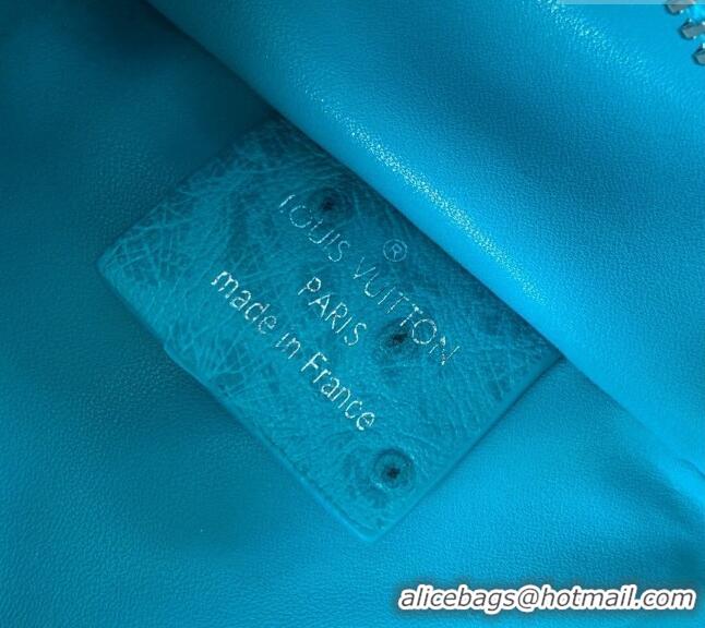 Best Quality Louis Vuitton Slim Trunk Hobo bag in Ostrich Embossed Leather M25445 Pool Blue 2024