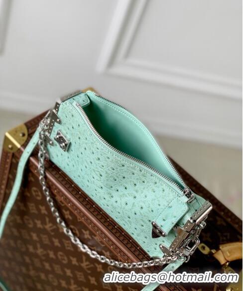 Buy Cheap Louis Vuitton Slim Trunk Hobo bag in Ostrich Embossed Leather M25445 Water Green 2024