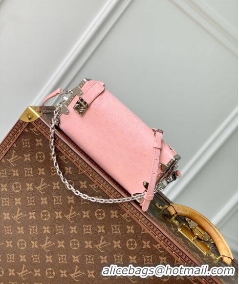 Pretty Style Louis Vuitton Slim Trunk Hobo bag in Ostrich Embossed Leather M25445 Light Pink 2024