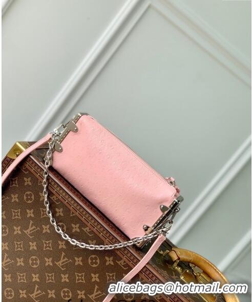 Pretty Style Louis Vuitton Slim Trunk Hobo bag in Ostrich Embossed Leather M25445 Light Pink 2024