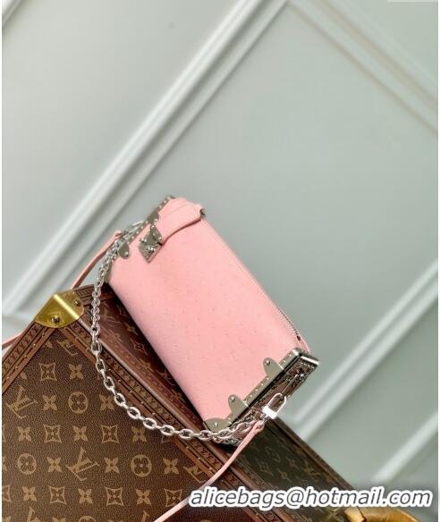 Pretty Style Louis Vuitton Slim Trunk Hobo bag in Ostrich Embossed Leather M25445 Light Pink 2024