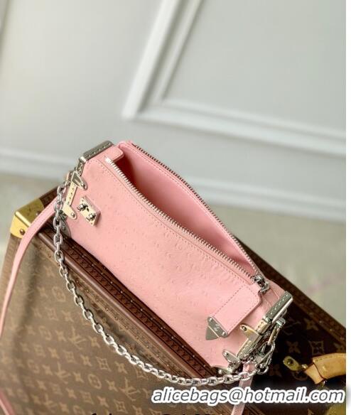 Pretty Style Louis Vuitton Slim Trunk Hobo bag in Ostrich Embossed Leather M25445 Light Pink 2024