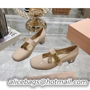 Stylish Dior Baby-D Mary Janes Pumps 4.5cm in Patent Leather Beige 814002