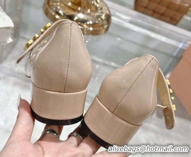 Stylish Dior Baby-D Mary Janes Pumps 4.5cm in Patent Leather Beige 814002