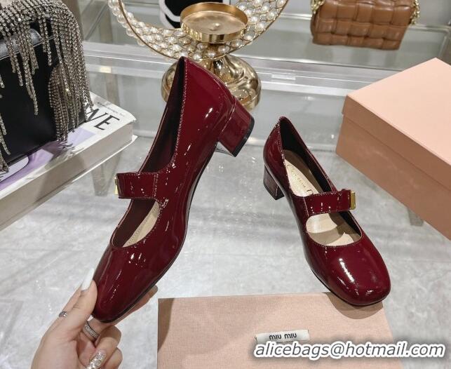 Grade Dior Baby-D Mary Janes Pumps4.5cm in Patent Leather Burgundy 814003