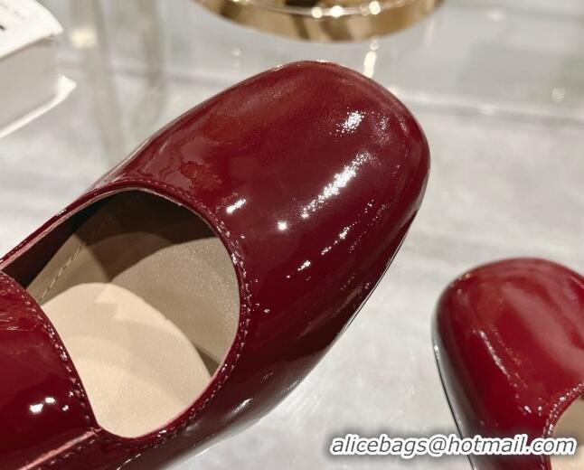 Grade Dior Baby-D Mary Janes Pumps4.5cm in Patent Leather Burgundy 814003