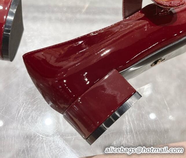 Grade Dior Baby-D Mary Janes Pumps4.5cm in Patent Leather Burgundy 814003