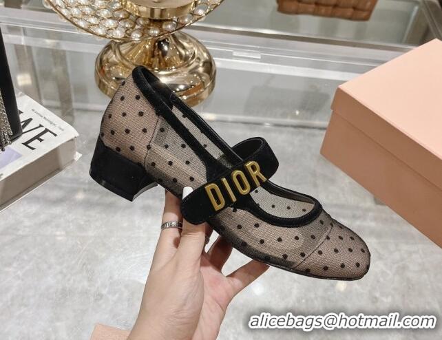 Luxury Discount Dior Baby-D Mary Janes Pumps 4.5cm in Dotted Mesh Beige 814004