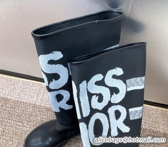 Good Product Dior Miss Dior D-Major High Boots 3cm in Fabric and Leather Black 814006