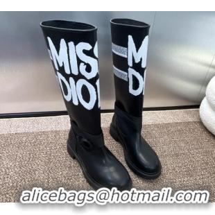 Trendy Design Dior Miss Dior D-Major High Boots 3cm in Calf Leather Black 814008