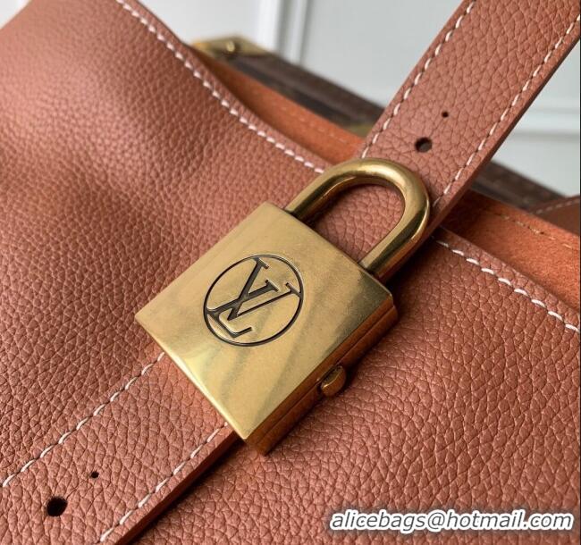 Unique Discount Louis Vuitton Low Key Cabas MM Tote bag in Grained Calfskin M25342 Cognac Brown 2024