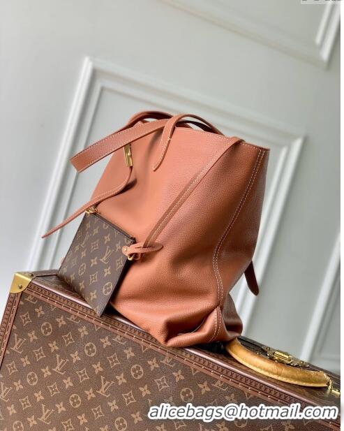 Unique Discount Louis Vuitton Low Key Cabas MM Tote bag in Grained Calfskin M25342 Cognac Brown 2024