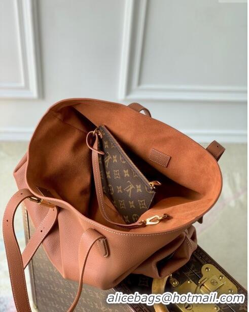 Unique Discount Louis Vuitton Low Key Cabas MM Tote bag in Grained Calfskin M25342 Cognac Brown 2024