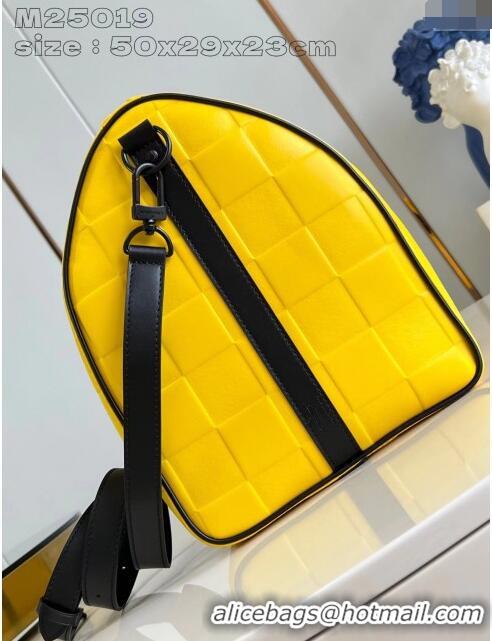 Top Quality Louis Vuitton Keepall Bandouliere 50 in Damier Scuba Calfskin M25019 Yellow 2024