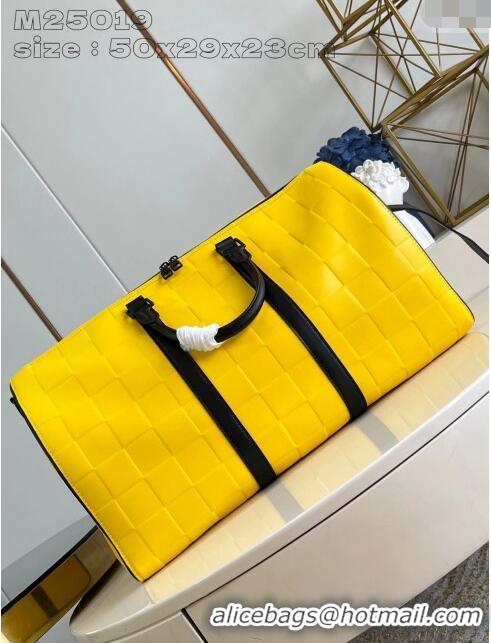 Top Quality Louis Vuitton Keepall Bandouliere 50 in Damier Scuba Calfskin M25019 Yellow 2024