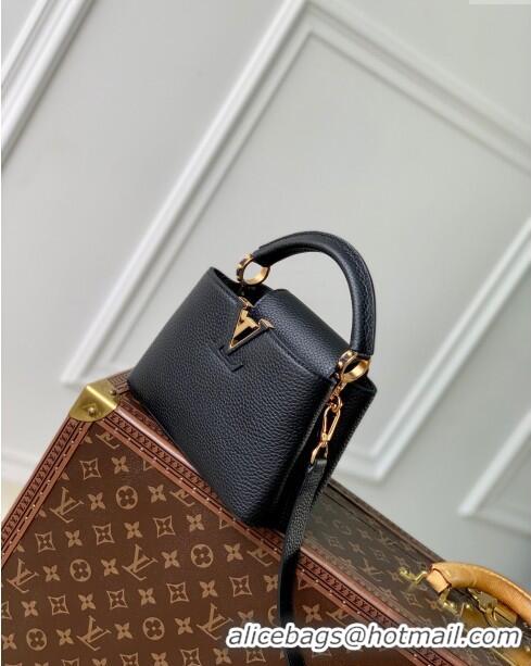 Top Design Louis Vuitton Capucines Mini Bag in Taurillon Leather M24727 Black 2024