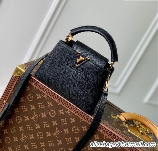 Top Design Louis Vuitton Capucines Mini Bag in Taurillon Leather M24727 Black 2024