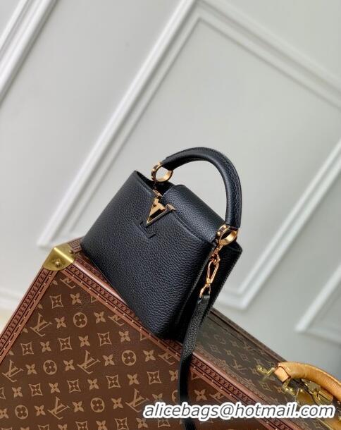 Top Design Louis Vuitton Capucines Mini Bag in Taurillon Leather M24727 Black 2024