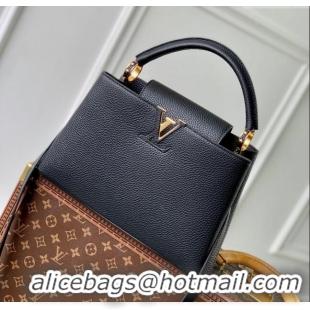 Famous Brand Louis Vuitton Capucines MM Bag in Taurillon Leather M24727 Black 2024