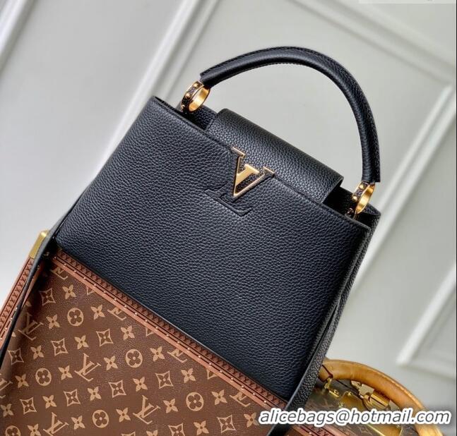 Famous Brand Louis Vuitton Capucines MM Bag in Taurillon Leather M24727 Black 2024