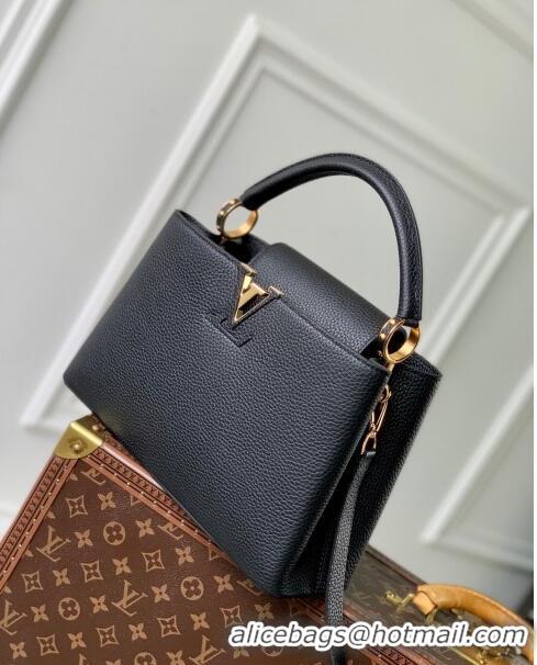 Famous Brand Louis Vuitton Capucines MM Bag in Taurillon Leather M24727 Black 2024