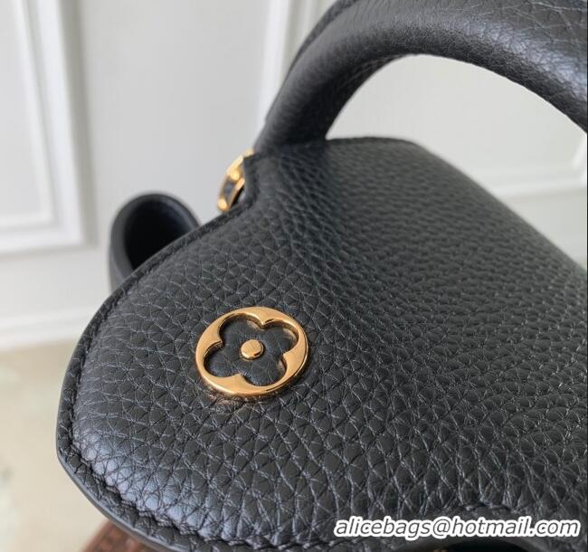 Famous Brand Louis Vuitton Capucines MM Bag in Taurillon Leather M24727 Black 2024