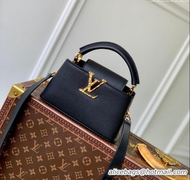 Top Quality Louis Vuitton East West Capucines Mini Bag in Taurillon Leather M24666 Black 2024