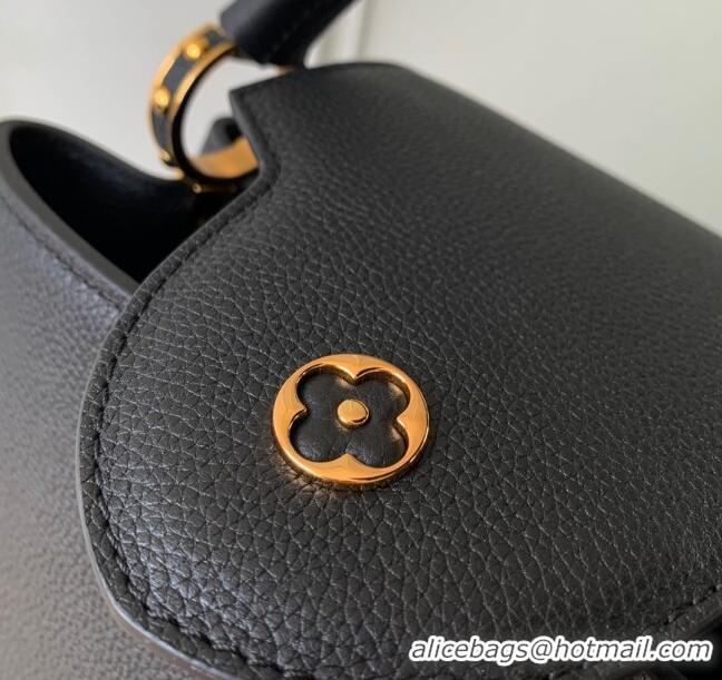 Top Quality Louis Vuitton East West Capucines Mini Bag in Taurillon Leather M24666 Black 2024