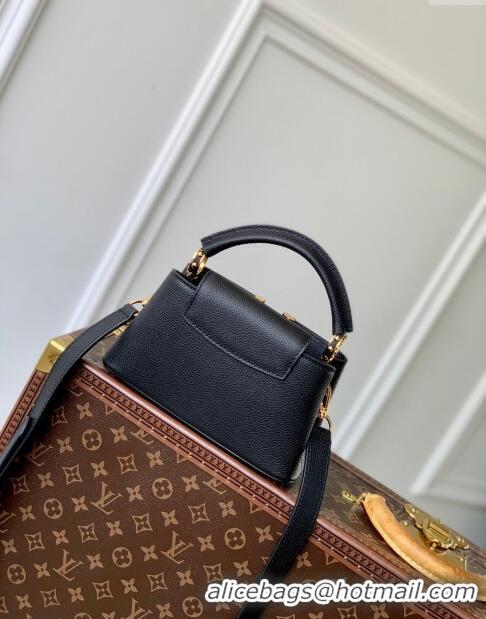 Top Quality Louis Vuitton East West Capucines Mini Bag in Taurillon Leather M24666 Black 2024