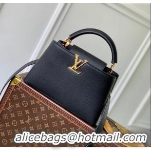 New Design Louis Vuitton East West Capucines BB Bag in Taurillon Leather M24666 Black 2024