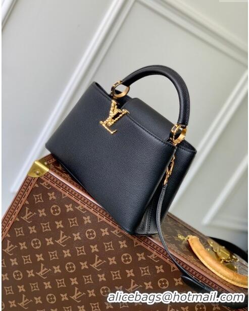 New Design Louis Vuitton East West Capucines BB Bag in Taurillon Leather M24666 Black 2024