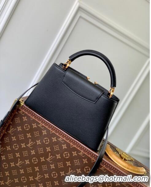 New Design Louis Vuitton East West Capucines BB Bag in Taurillon Leather M24666 Black 2024