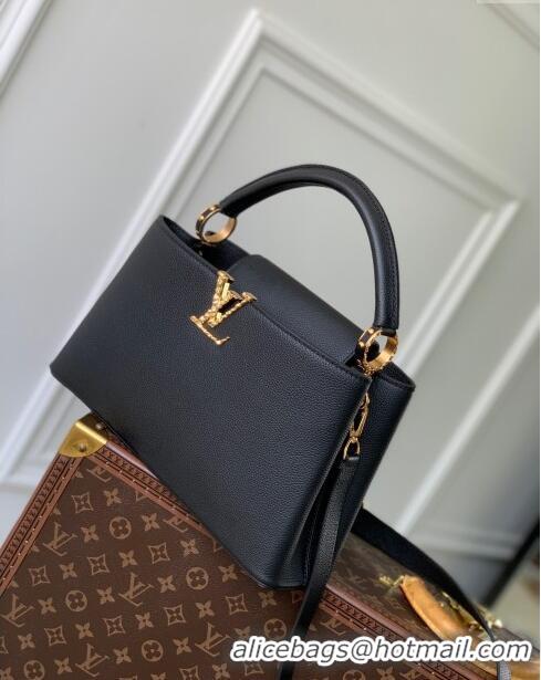 Buy Discount Louis Vuitton East West Capucines MM Bag in Taurillon Leather M24666 Black 2024