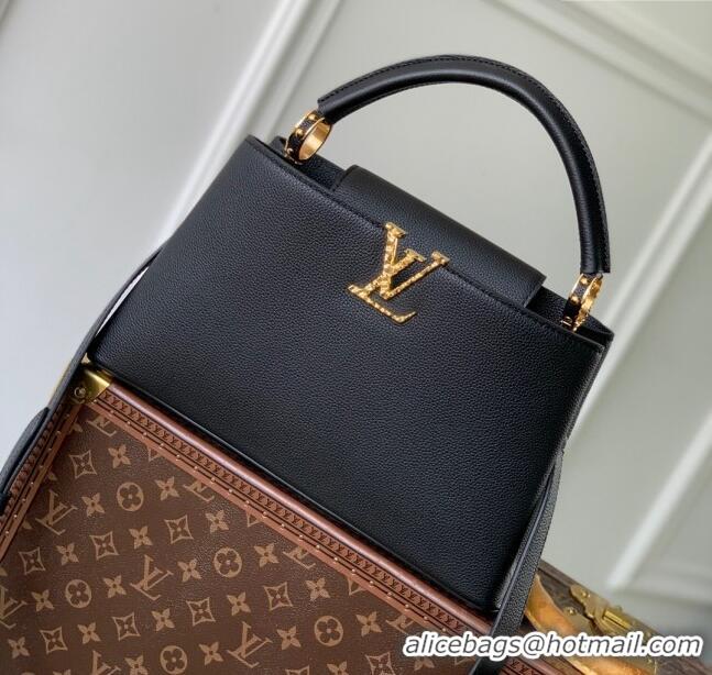 Buy Discount Louis Vuitton East West Capucines MM Bag in Taurillon Leather M24666 Black 2024