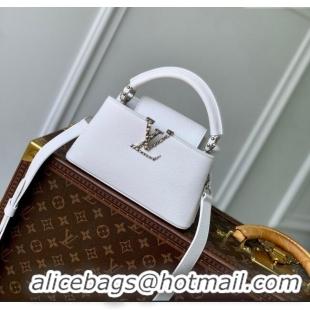 Super Quality Louis Vuitton East West Capucines Mini Bag in Taurillon Leather M24666 White 2024