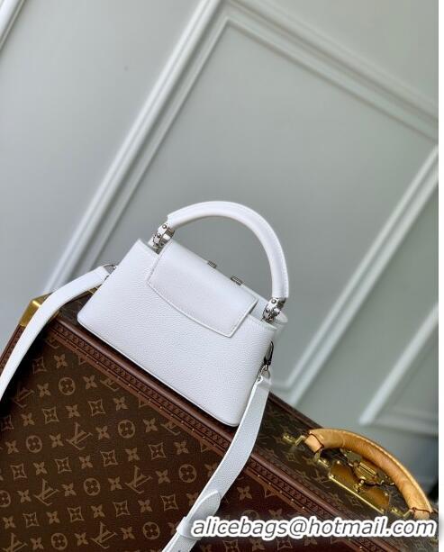 Super Quality Louis Vuitton East West Capucines Mini Bag in Taurillon Leather M24666 White 2024