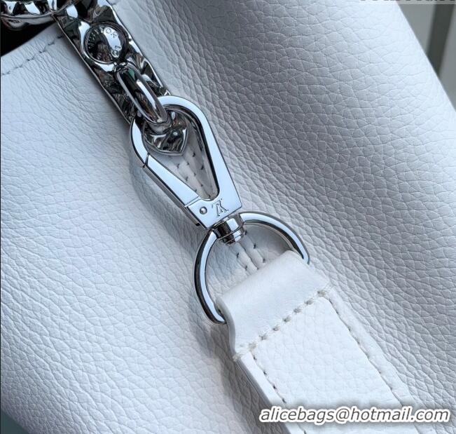 Super Quality Louis Vuitton East West Capucines Mini Bag in Taurillon Leather M24666 White 2024