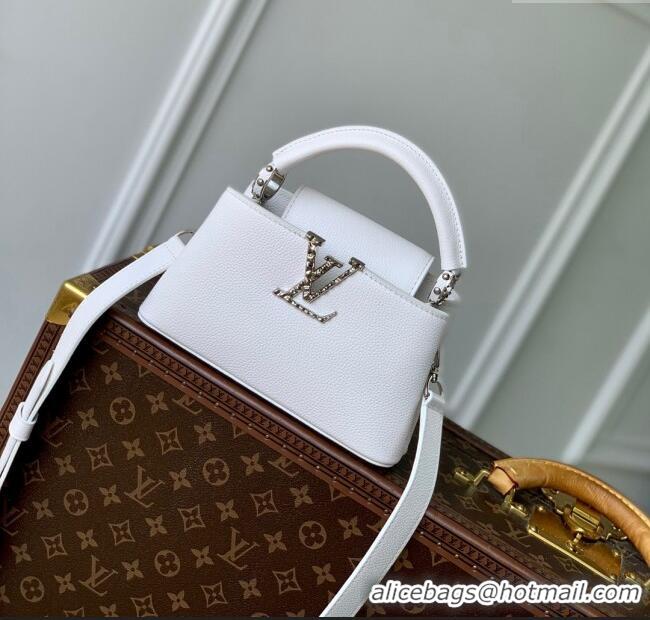 Super Quality Louis Vuitton East West Capucines Mini Bag in Taurillon Leather M24666 White 2024