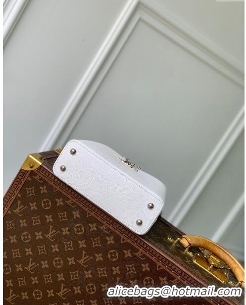 Super Quality Louis Vuitton East West Capucines Mini Bag in Taurillon Leather M24666 White 2024