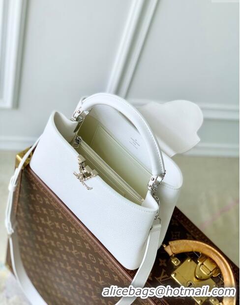 Promotional Louis Vuitton East West Capucines BB Bag in Taurillon Leather M24666 White 2024